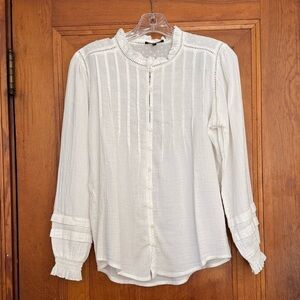 Quince Organic Textured Cotton Peasant Blouse
